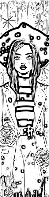 Free colorable bookmarks of a standing woman